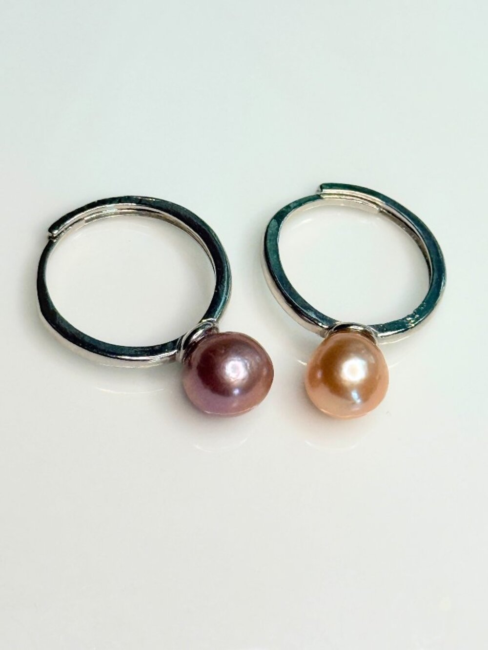 Natural Freshwater Pearl Adjustable Ring | Mauve or Peach 9–9.5mm